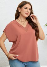 This Women Summer v-Neck Loose Casual Top Made Of Comfortable And Elastic Fabric. It Is Wholesale Sexy Plus Size Tops For Women. With The Gradual Rise Of Feminist Awareness