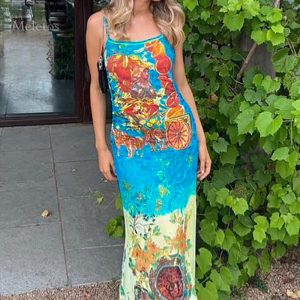 This Women Summer Vintage Style Print Off Shoulder Strap Dress Design Made Of High Quality Polyster And Spandex Material