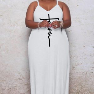 This Women White Casual Strap Sleeveless Letter Print Pockets Maxi Loose Plus Size Dresses made of soft and elastic fabric. Global Lover wholesale plus size dresses and hope curvy ladies find here a warm and exciting place to shop affordable curvy dresses online - plus size casual