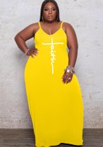 This Women Yellow Casual Strap Sleeveless Letter Print Pockets Maxi Loose Plus Size Dresses made of soft and elastic fabric. Global Lover wholesale plus size dresses and hope curvy ladies find here a warm and exciting place to shop affordable curvy dresses online - plus size casual