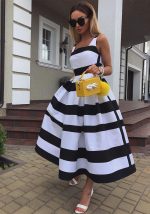 This Women Suspender Striped Summer Dress Design Made Of Good Quality Polyster And Spandex Material