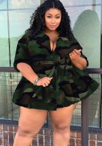 This Women Turndown Collar Lace-Up Camouflage Dress Made Of Comfortable And Soft Fabric. It Is a Must-Have Item For Curvy Ladies In Autumn And Winter. Global Lover Offer All Kinds Of Women¡¯s Plus Size Coat And Hope Curvy Ladies Find Here a Warm And Exciting Place To Shop - Wholesale Plus Size Jackets