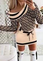 This Women Turndown Collar Print Lace-Up Dress Design Made Of High Quality Polyster And Spandex Material. It Is Stretchy