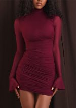 This Women Turtleneck Bell Bottom Sleeve Pleated Bodycon Dress Design Made Of High Quality Polyster And Spandex Material. It Come With Good Stretch And Wearing Comfortable And Feeling Freedom. The Tight And Fitted Dress Is The Most Popular Options From Party Girls. Shop Bodycon Dresses At Global Lover And Find Amazing Designs Sequins