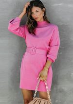 This Women Turtleneck Belt Loose Sweater Dress Combine The Warm And Fashion. It Is a Must-Have Item For This Winter. Sweater Dresses For Women At Global Lover Comes For Different Occasions - Daily Life