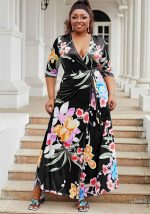 This Women v-Neck Half-Sleeve Slit Dress Bohemian Beach Maxi Dress Made Of Soft And Elastic Fabric. Global Lover Wholesale Plus Size Dresses And Hope Curvy Ladies Find Here a Warm And Exciting Place To Shop Affordable Curvy Dresses Online - Plus Size Casual