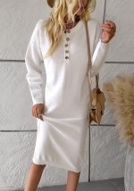 This Women Winter Casual Round Neck Sweater Dress Combine The Warm And Fashion. It Is a Must-Have Item For This Winter. Sweater Dresses For Women At Global Lover Comes For Different Occasions - Daily Life