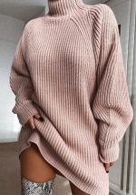 This Women Autumn And Winter Knitting Raglan Sleeve Turtleneck Sweater Dress Combine The Warm And Fashion. It Is a Must-Have Item For This Winter. Sweater Dresses For Women At Global Lover Comes For Different Occasions - Daily Life