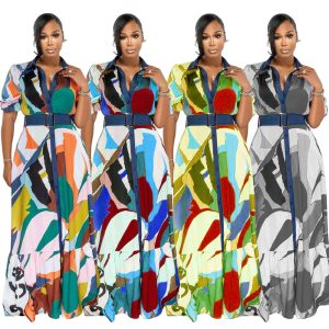 This Women Fashion Print v-Neck Button Patchwork Dress With Belt Design Made Of High Quality Polyster And Spandex Material. Print Dresses Is More Interesting And Stylish. Print Maxi Dresses Is One Of The Popular Item For Islander Vocations. Women¡¯s Print Dresses At Global Lover Comes With Forever Floral