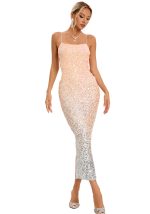 This Women Halter v-Neck Sexy Sequin Formal Party Evening Dress Design Made Of Good Quality Polyster And Spandex Material