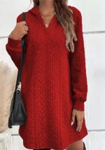 This Women Knitting Jacquard Long Sleeve Hooded Dress Combine The Warm And Fashion. It Is a Must-Have Item For This Winter. Sweater Dresses For Women At Global Lover Comes For Different Occasions - Daily Life