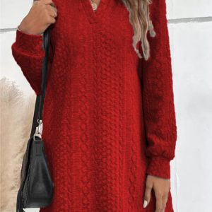 This Women Knitting Jacquard Long Sleeve Hooded Dress Combine The Warm And Fashion. It Is a Must-Have Item For This Winter. Sweater Dresses For Women At Global Lover Comes For Different Occasions - Daily Life