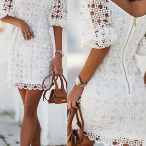 This Women Lace Round Neck Dress Design Made Of High Quality Polyster And Spandex Material. It Come With Good Stretch And Wearing Comfortable. Women¡¯s Midi Dresses Is Omnipotent And Suit For All Kinds Of Occasions - Daily Wear