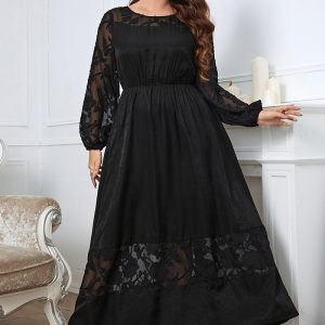 This Women Lace Long Sleeve Dress Made Of Soft And Elastic Fabric. Global Lover Wholesale Plus Size Dresses And Hope Curvy Ladies Find Here a Warm And Exciting Place To Shop Affordable Curvy Dresses Online - Plus Size Casual