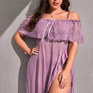 This Women Lace Mesh Off Shoulder Slip Nightdress Sexy Lingerie Made Of Durable And Elastic Material. Women¡¯s Plus Size Wholesale Lingerie At Global Lover Pay More Attention To The Novelty And Uniqueness Of Styles. We Offer Huge Selections Of Sexy Plus Size Lingerie Xl