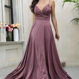 This Women Pleated v-Neck Sexy Dress Design Made Of High Level Material