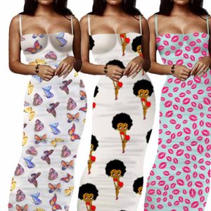 This Women Printed Slip Dress Design Made Of High Quality Polyster And Spandex Material. It Is Stretchy