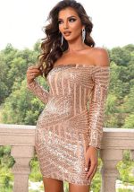 This Women Sexy Off-The-Shoulder Sequin Long-Sleeved Dress Design Made Of High Quality Polyster And Spandex Material. It Come With Good Stretch And Wearing Comfortable And Feeling Freedom. The Tight And Fitted Dress Is The Most Popular Options From Party Girls. Shop Bodycon Dresses At Global Lover And Find Amazing Designs Sequins