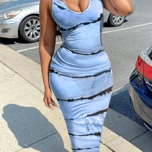 This Women Sexy Tie-Dye Sundress Design Made Of High Quality Polyster And Spandex Material