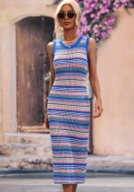 This Women Sleeveless Striped Dress Combine The Warm And Fashion. It Is a Must-Have Item For This Winter. Sweater Dresses For Women At Global Lover Comes For Different Occasions - Daily Life