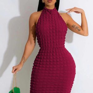 This Women Solid Halter Neck Stretch Puff Dress Design Made Of High Quality Polyster And Spandex Material. It Come With Good Stretch And Wearing Comfortable And Feeling Freedom. The Tight And Fitted Dress Is The Most Popular Options From Party Girls. Shop Bodycon Dresses At Global Lover And Find Amazing Designs Sequins