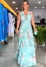 This Women Summer Elegant Chiffon Sleeveless Print Slit Dress Design Made Of High Quality Polyster And Spandex Material