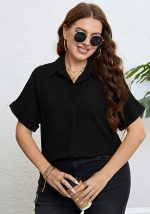 This Women Summer Polo Collar Shirt Made Of Comfortable And Elastic Fabric. It Is Wholesale Sexy Plus Size Tops For Women. With The Gradual Rise Of Feminist Awareness