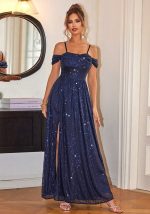 This Women Summer Sexy Slit Sequin Prom Dress Design Made Of Good Quality Polyster And Spandex Material