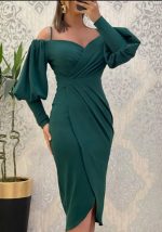 This Women Suspender Balloon Sleeves Irregular Maxi Dress Design Made Of High Quality Polyster And Spandex Material. It Come With Good Stretch And Wearing Comfortable. Women¡¯s Midi Dresses Is Omnipotent And Suit For All Kinds Of Occasions - Daily Wear