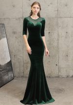 This Women Velvet Elegant Formal Party Evening Dress Design Made Of Good Quality Polyster And Spandex Material