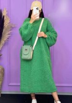 This Women Warm Home Clothing Loose Furry Dress Design Made Of High Quality Polyster And Spandex Material. It Is Stretchy