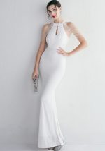 This Womenelegant Sequined Halter Neck Evening Dress Design Made Of Good Quality Polyster And Spandex Material
