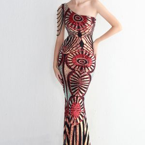This Womenelegantsequin One Shoulder Evening Dress Design Made Of Good Quality Polyster And Spandex Material