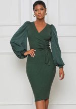 This Women's Autumn Long Sleeve v-Neck Bodycon Dres Design Made Of High Quality Polyster And Spandex Material. It Come With Good Stretch And Wearing Comfortable. Women¡¯s Midi Dresses Is Omnipotent And Suit For All Kinds Of Occasions - Daily Wear