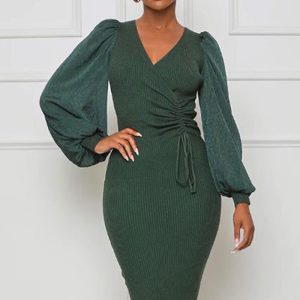 This Women's Autumn Long Sleeve v-Neck Bodycon Dres Design Made Of High Quality Polyster And Spandex Material. It Come With Good Stretch And Wearing Comfortable. Women¡¯s Midi Dresses Is Omnipotent And Suit For All Kinds Of Occasions - Daily Wear