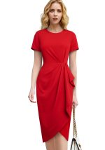 This Women's Boutique Chic Elegant Round Neck Fashion Career Bodycon Dress Design Made Of High Quality Polyster And Spandex Material. It Come With Good Stretch And Wearing Comfortable. Women¡¯s Midi Dresses Is Omnipotent And Suit For All Kinds Of Occasions - Daily Wear