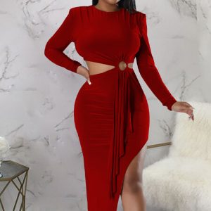 This Women's Fall Round Neck Sexy Open Waist Slit Irregular Dress Design Made Of High Quality Polyster And Spandex Material. It Come With Good Stretch And Wearing Comfortable And Feeling Freedom. The Tight And Fitted Dress Is The Most Popular Options From Party Girls. Shop Bodycon Dresses At Global Lover And Find Amazing Designs Sequins