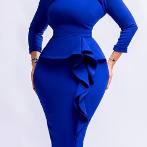 This Women's Fall Winter Fashion Chic Elegant Africa Plus Size Career Bodycon Dress Design Made Of High Quality Polyster And Spandex Material. It Come With Good Stretch And Wearing Comfortable. Women¡¯s Midi Dresses Is Omnipotent And Suit For All Kinds Of Occasions - Daily Wear