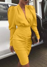 This Women's Fall Winter Women's Deep v Neck Bodycon Sexy Dress Design Made Of High Quality Polyster And Spandex Material. It Come With Good Stretch And Wearing Comfortable. Women¡¯s Midi Dresses Is Omnipotent And Suit For All Kinds Of Occasions - Daily Wear