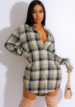 This Women's Fashion And Comfortable Cotton Plaid Shirt Dress Design Made Of High Quality Polyster And Spandex Material. It Is Stretchy