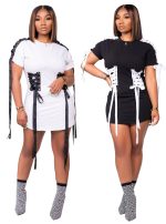 This Women's Fashion Casual Lace-Up Summer Casual t-Shirt Dress Design Made Of High Quality Polyster And Spandex Material. It Is Stretchy