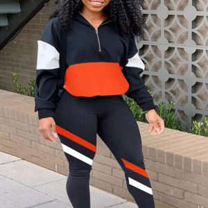 This Women's Fashion Patchwork Casual Two Piece Tracksuits Design And Made Of Comfortable And Elastic Fabric. Wholesale Plus Size Two Piece Sets Is a Must-Have Item For Curvy Ladies. Two Piece Sets Can Either Be Worn Together Or Individually