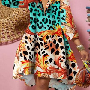 This Women's Fashion Print Long Sleeve Loose Casual Dress Design Made Of High Quality Polyster And Spandex Material. Print Dresses Is More Interesting And Stylish. Print Maxi Dresses Is One Of The Popular Item For Islander Vocations. Women¡¯s Print Dresses At Global Lover Comes With Forever Floral