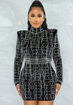 This Women's Long Sleeve Nightclub Sexy Beaded Tassels Club Dress Design Made Of High Quality Polyster And Spandex Material