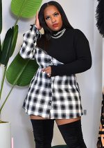 This Women's Patchwork Long Sleeve Round Neck Plaid Long Sleeve Knitting Dress Combine The Warm And Fashion. It Is a Must-Have Item For This Winter. Sweater Dresses For Women At Global Lover Comes For Different Occasions - Daily Life