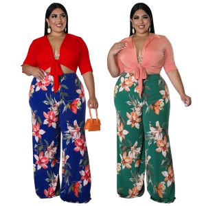 This Women's Plus Size Solid Color Tie Top Floral Print Loose Pants Two Piece Set Design And Made Of Comfortable And Elastic Fabric. Wholesale Plus Size Two Piece Sets Is a Must-Have Item For Curvy Ladies. Two Piece Sets Can Either Be Worn Together Or Individually