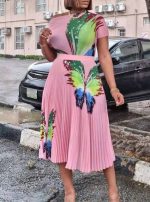 This Women's Printed Top Pleated Hem Skirt Set Plus Size African Two Piece Set Design Made Of High Quality Polyster And Spandex Material. It Come With Good Stretch And Wearing Comfortable. Women¡¯s Midi Dresses Is Omnipotent And Suit For All Kinds Of Occasions - Daily Wear