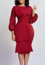 This Women's Spring Fall Solid Color Bodycon Pro Ol Chic Plus Size African Dress Design Made Of High Quality Polyster And Spandex Material. It Come With Good Stretch And Wearing Comfortable. Women¡¯s Midi Dresses Is Omnipotent And Suit For All Kinds Of Occasions - Daily Wear