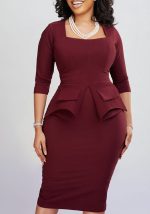 This Women's Spring Solid Bodycon Chic Elegant Career Africa Plus Size Dress Design Made Of High Quality Polyster And Spandex Material. It Come With Good Stretch And Wearing Comfortable. Women¡¯s Midi Dresses Is Omnipotent And Suit For All Kinds Of Occasions - Daily Wear