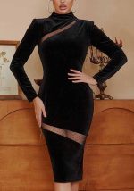 This Women's Velvet Mesh Patchwork Chic Long Sleeve Slim Midi Dress Design Made Of High Quality Polyster And Spandex Material. It Come With Good Stretch And Wearing Comfortable And Feeling Freedom. The Tight And Fitted Dress Is The Most Popular Options From Party Girls. Shop Bodycon Dresses At Global Lover And Find Amazing Designs Sequins